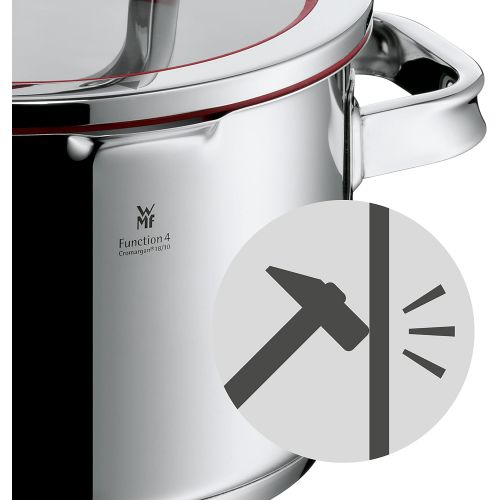 더블유엠에프 WMF Function 4 cooking pot, tall with glass lid, Ø 20 cm, Cromargan polished stainless steel, interior scaling, 4 pouring functions, suitable for induction, dishwasher-safe, 3.4 l,