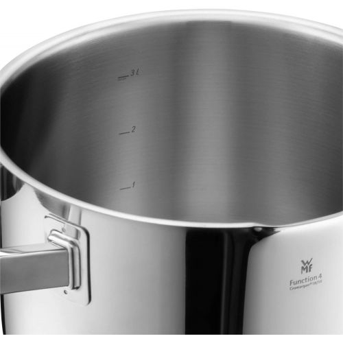 더블유엠에프 WMF Function 4 cooking pot, tall with glass lid, Ø 20 cm, Cromargan polished stainless steel, interior scaling, 4 pouring functions, suitable for induction, dishwasher-safe, 3.4 l,