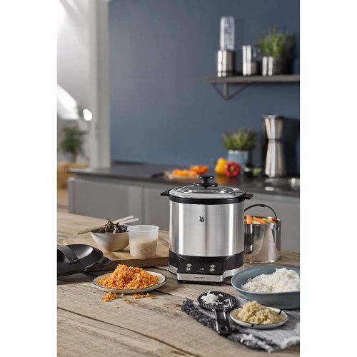 더블유엠에프 WMF KUECHENminis Rice Cooker with Lunch-to-Go Box, Steamer, Space-Saving, Extra To-Go Lid Turns the Inner Pot (1.0 Litre) Into a Secure Lunch Box To-Go Without Food Transfer, 220 W