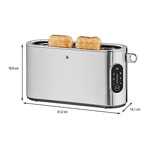 더블유엠에프 WMF Lumero Design Toaster Long Slotted 2 Toaster Touch Display LED Light One-Sided Toast 1 Slice Button 10 Tanning Levels XXL Toast Matte Stainless Steel