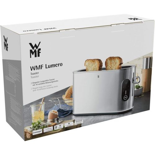 더블유엠에프 WMF Lumero Design Toaster Long Slotted 2 Toaster Touch Display LED Light One-Sided Toast 1 Slice Button 10 Tanning Levels XXL Toast Matte Stainless Steel