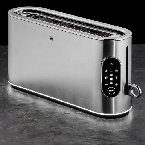 더블유엠에프 WMF Lumero Design Toaster Long Slotted 2 Toaster Touch Display LED Light One-Sided Toast 1 Slice Button 10 Tanning Levels XXL Toast Matte Stainless Steel