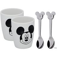 WMF Disney Mickey Mouse Mugs Set of 2 Cups with Spoons Porcelain Cromargan Polished Stainless Steel