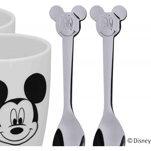 더블유엠에프 WMF Disney Mickey Mouse Mugs Set of 2 Cups with Spoons Porcelain Cromargan Polished Stainless Steel