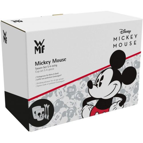 더블유엠에프 WMF Disney Mickey Mouse Mugs Set of 2 Cups with Spoons Porcelain Cromargan Polished Stainless Steel