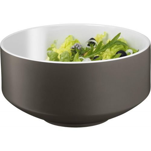 더블유엠에프 WMF Moto Salad Bowl Set 3-Piece Salad Bowl Diameter 26 cm with Salad Servers Porcelain Cromargan Polished Stainless Steel Dishwasher Safe Lava Grey Satin, Grey
