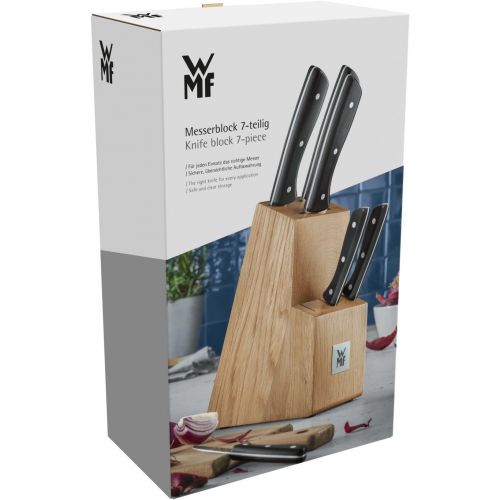 더블유엠에프 WMF 7-Piece Knife Block with Knife Set, 6 Forged Knives, 1 Block Made of Oak Wood, Special Blade Steel, Stainless Steel Rivets