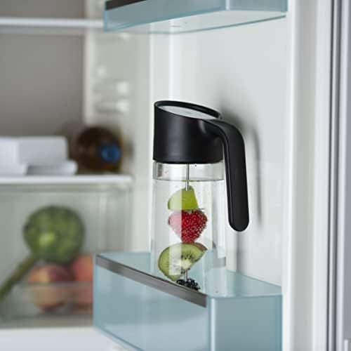 더블유엠에프 WMF Nuro Water Carafe 1.0 L with Handle and Fruit Skewer Height 29.7 cm Glass Carafe CloseUp Closure Black