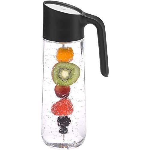 더블유엠에프 WMF Nuro Water Carafe 1.0 L with Handle and Fruit Skewer Height 29.7 cm Glass Carafe CloseUp Closure Black