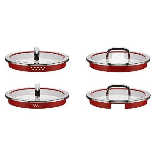 더블유엠에프 WMF Function 4 Set of 4 Saucepans with Glass Lid and Saucepan Polished Cromargan Stainless Steel with 4 Pouring Functions / Scale Inside / Suitable for Induction Cookers / Dishwash