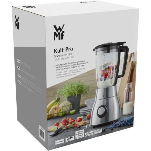 더블유엠에프 WMF Kult Pro Blender (1,400 Watt, 25,000 rpm, 1.8 Litre Glass Container, Smoothie, Ice Crush, and Interval Function)