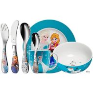 WMF Disney Frozen Childrens Crockery Set with Cutlery Set 7-Piece Frozen Elsa & Anna from 3 Years Old, Polished Cromargan Stainless Steel, Dishwasher Safe, Colour and Food Safe