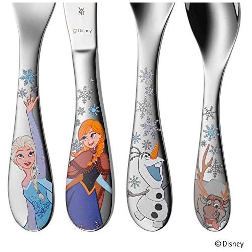 더블유엠에프 WMF Disney Frozen Childrens Crockery Set with Cutlery Set 7-Piece Frozen Elsa & Anna from 3 Years Old, Polished Cromargan Stainless Steel, Dishwasher Safe, Colour and Food Safe