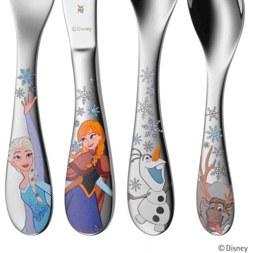 더블유엠에프 WMF Disney Frozen Childrens Crockery Set with Cutlery Set 7-Piece Frozen Elsa & Anna from 3 Years Old, Polished Cromargan Stainless Steel, Dishwasher Safe, Colour and Food Safe