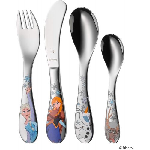 더블유엠에프 WMF Disney Frozen Childrens Crockery Set with Cutlery Set 7-Piece Frozen Elsa & Anna from 3 Years Old, Polished Cromargan Stainless Steel, Dishwasher Safe, Colour and Food Safe