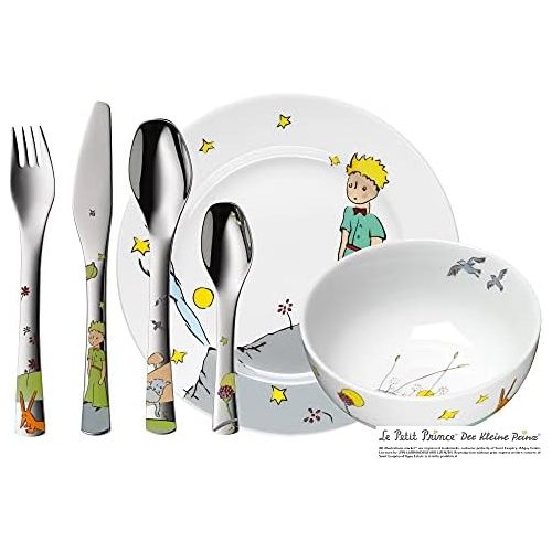 더블유엠에프 WMF little Prinz childrens tableware, with childrens cutlery, 6-piece, from 6 years, Cromargan polished stainless steel, dishwasher-safe, color and food safe