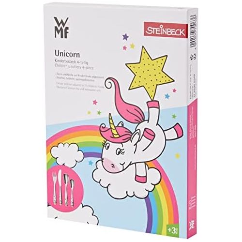 더블유엠에프 WMF Unicorn Childrens Cutlery Set 4-Piece 3-9 Years Stainless Steel Cromargan Polished Dishwasher Safe