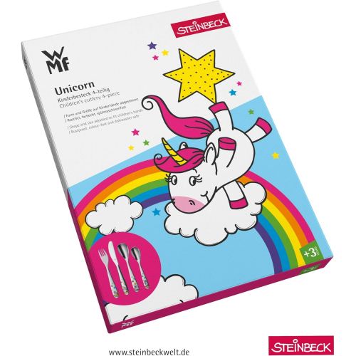 더블유엠에프 WMF Unicorn Childrens Cutlery Set 4-Piece 3-9 Years Stainless Steel Cromargan Polished Dishwasher Safe