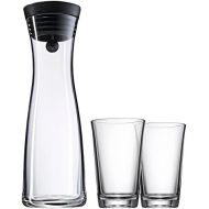 WMF Basic Water Carafe Set 3-Piece 1L Carafe with 2 Water Glasses 250 ml Glass Height 30.2 cm Glass Carafe with Lid Silicone Lid CloseUp Closure