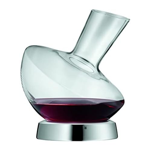 더블유엠에프 WMF Jette Weindekanter, mit Edelstahl-Sockel 0,75l, Glas, Dekantierflasche fuer Rotwein, Weinbeluefter, pflegeleicht, formschoen, edel, hochwertig