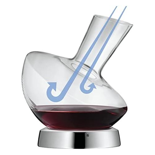 더블유엠에프 WMF Jette Weindekanter, mit Edelstahl-Sockel 0,75l, Glas, Dekantierflasche fuer Rotwein, Weinbeluefter, pflegeleicht, formschoen, edel, hochwertig