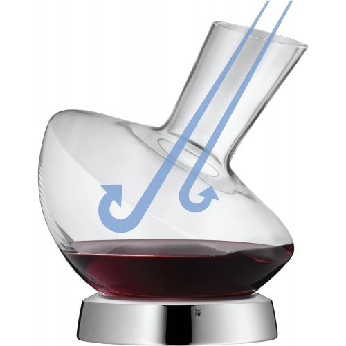 더블유엠에프 WMF Jette Weindekanter, mit Edelstahl-Sockel 0,75l, Glas, Dekantierflasche fuer Rotwein, Weinbeluefter, pflegeleicht, formschoen, edel, hochwertig