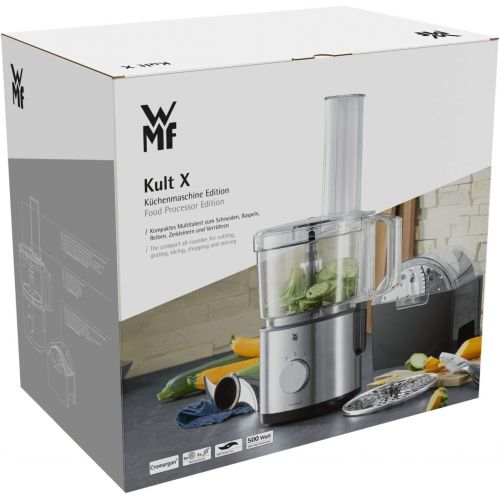 더블유엠에프 WMF Kult X Edition Food Processor 500 W with 5 Accessory Discs Kneading Knife Stopper Stainless-Steel Knife Container 2.0 L