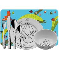 WMF Sloth Childrens Crockery Set with Childrens Cutlery and Placemat 7-Piece Set from 3 Years Cromargan Polished Stainless Steel