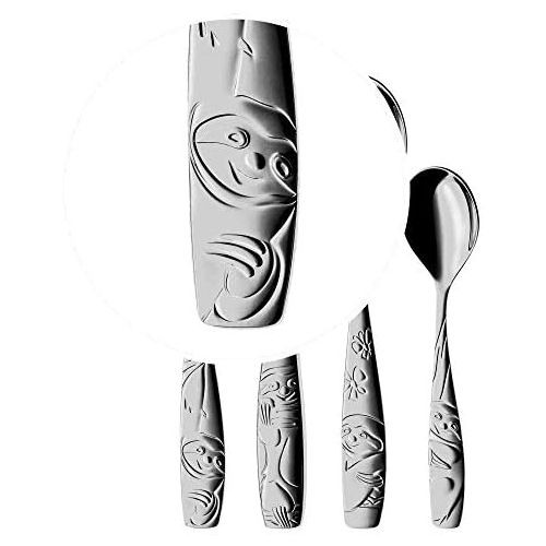 더블유엠에프 WMF Sloth Childrens Crockery Set with Childrens Cutlery and Placemat 7-Piece Set from 3 Years Cromargan Polished Stainless Steel