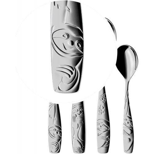 더블유엠에프 WMF Sloth Childrens Crockery Set with Childrens Cutlery and Placemat 7-Piece Set from 3 Years Cromargan Polished Stainless Steel