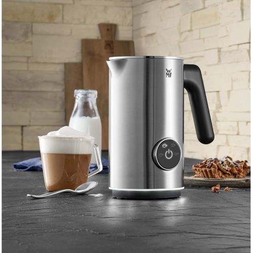 더블유엠에프 WMF Lumero Design Milk Frother Electric Frappe Mixer, 100-250 ml, Touch Display, LED Light, 500 Watt, for Milk Froth, Hot Milk, Milk Warmer, Matte Stainless Steel