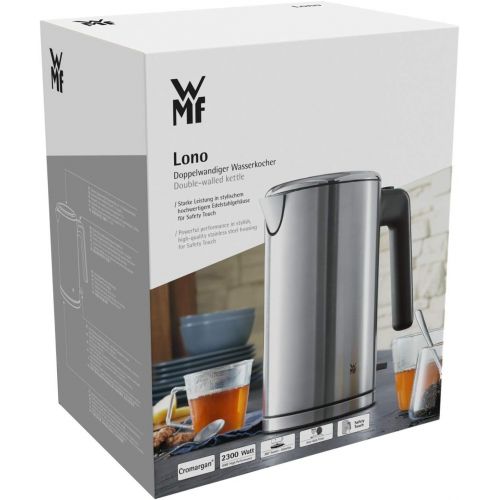 더블유엠에프 WMF Lono Double-Walled Kettle 2400 Watt, 1.3 L, Safety Touch, Internal Water Level Indicator / Limescale Water Filter Cromargan Matte / Silver