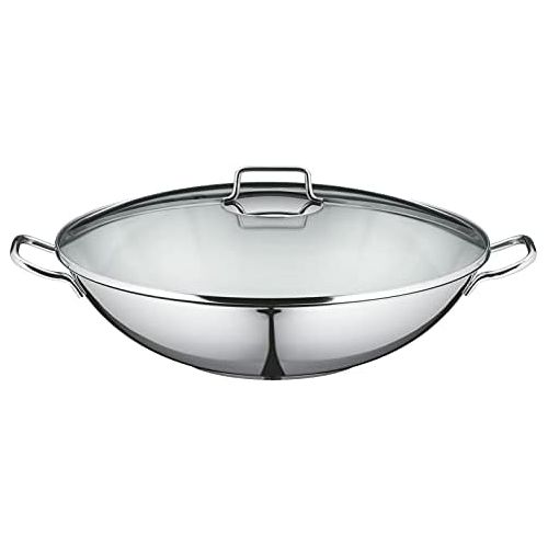 더블유엠에프 WMF Macau Stainless Steel Wok with Steamer and Lid, 36cm