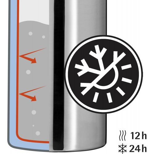 더블유엠에프 WMF Motion Insulated Flask 0.75 L Cromargan Stainless Steel for Tea or Coffee / Thermos Flask with Drinking Cup / Keeps 24 Hours Cold and 12 Hours Warm