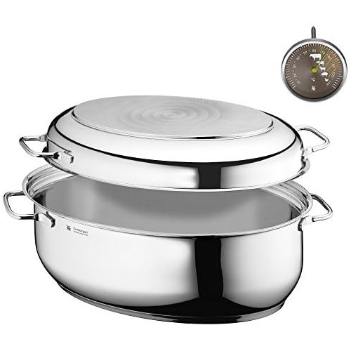 더블유엠에프 WMF roasting pan, oval, 41x28x18,5 cm, 8,5 l, induction lid, incl. Roasting thermometer, Cromargan, stainless steel induction, dishwasher safe, ovenproof