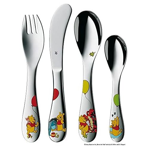 더블유엠에프 WMF Childrens Cutlery Set, 4 Pieces, Childrens Spoon / Fork / Knife / Teaspoon, Winnie the Pooh, Cromargan Stainless Steel, Polished, Suitable for Ages 3 Years and Above