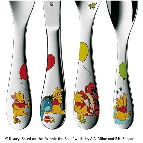 더블유엠에프 WMF Childrens Cutlery Set, 4 Pieces, Childrens Spoon / Fork / Knife / Teaspoon, Winnie the Pooh, Cromargan Stainless Steel, Polished, Suitable for Ages 3 Years and Above