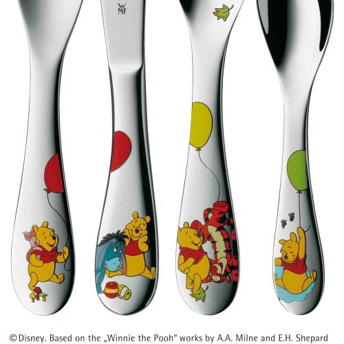 더블유엠에프 WMF Childrens Cutlery Set, 4 Pieces, Childrens Spoon / Fork / Knife / Teaspoon, Winnie the Pooh, Cromargan Stainless Steel, Polished, Suitable for Ages 3 Years and Above