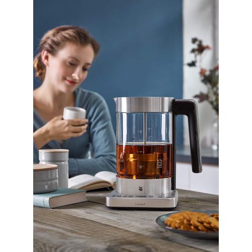 더블유엠에프 WMF Lono 2 in 1 Vario kettle, with temperature setting, 1.4 - 1.7 l, 3000 W, glass tea maker with tea strainer, keep warm function