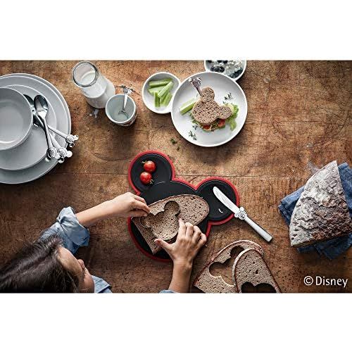 더블유엠에프 WMF Disney Mickey Mouse Chopping Board Set 3-Piece with Childrens Knife and Cookie Cutter Plastic Cromargan Polished Stainless Steel, Silver, 25 x 25 x 5 cm