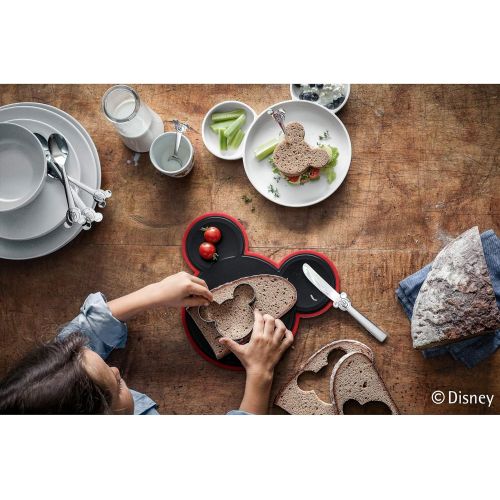 더블유엠에프 WMF Disney Mickey Mouse Chopping Board Set 3-Piece with Childrens Knife and Cookie Cutter Plastic Cromargan Polished Stainless Steel, Silver, 25 x 25 x 5 cm