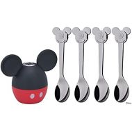 WMF Disney Mickey Mouse Shaker Set, Salt Shaker with 4Spoons Cromargan Stainless Steel, Polished, Dishwasher Safe