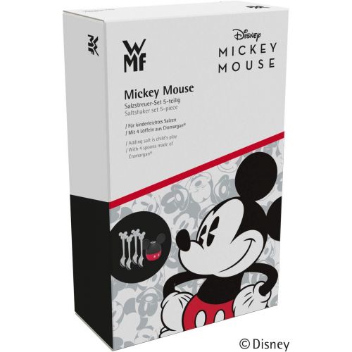 더블유엠에프 WMF Disney Mickey Mouse Shaker Set, Salt Shaker with 4Spoons Cromargan Stainless Steel, Polished, Dishwasher Safe