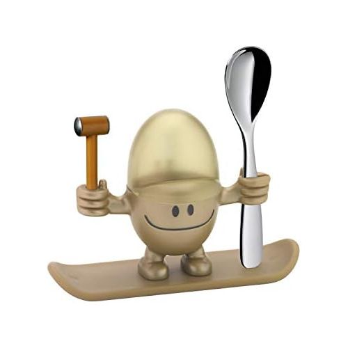 더블유엠에프 WMF McEgg Egg Egg Cup with Spoon, Plastic, Cromargan Polished Stainless Steel, Dishwasher Safe, Gold