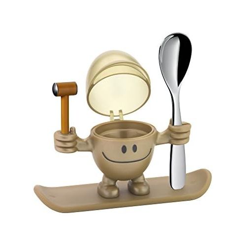 더블유엠에프 WMF McEgg Egg Egg Cup with Spoon, Plastic, Cromargan Polished Stainless Steel, Dishwasher Safe, Gold