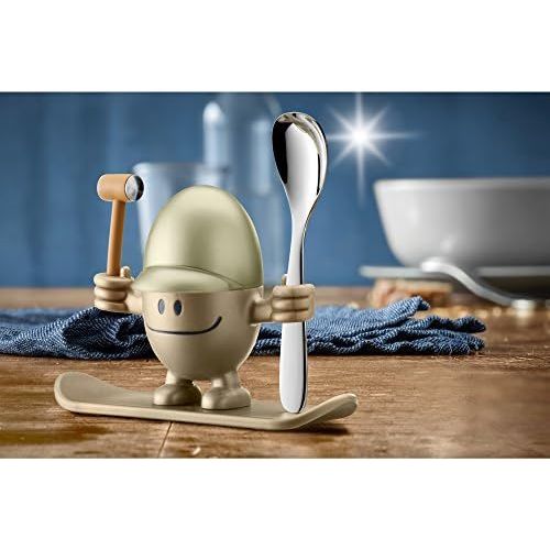 더블유엠에프 WMF McEgg Egg Egg Cup with Spoon, Plastic, Cromargan Polished Stainless Steel, Dishwasher Safe, Gold