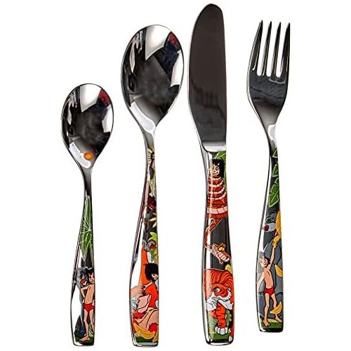 더블유엠에프 WMF 4-Piece 18/ 10 Stainless Steel Jungle Book Childs Cutlery Set, Silver