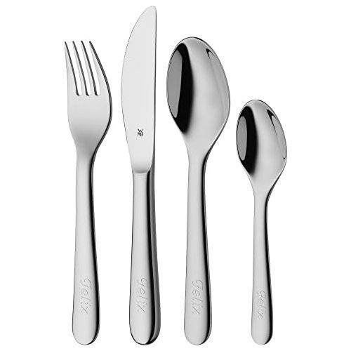 더블유엠에프 WMF 4-Piece 18/ 10 Stainless Steel Engraved Childs Cutlery Set, Silver