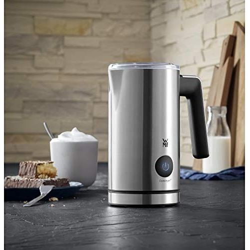 더블유엠에프 WMF Stelio Electric Milk Frother 500 Watt 150 - 250 ml Non-Stick Coating Wireless for Hot and Cold Milk Frother Hot Chocolate Cromargan Matte / Silver