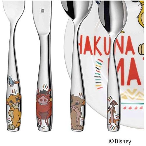 더블유엠에프 WMF King the Lion Childrens Crockery Set 6 Pieces for Ages 3 and Above Polished Stainless Steel Dishwasher Safe, 40 x 25 x 10 cm